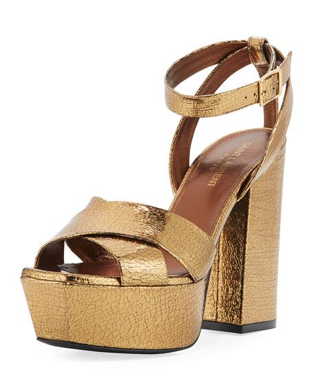 ysl farrah shoes|Saint Laurent Farrah Metallic Leather Platform Sandal.